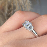 "Olyssa" 0.57 Carat Emerald Cut Natural Diamond Trilogy Engagement Ring MDC1245