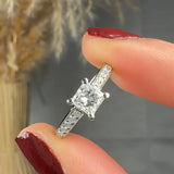"Oria" 0.55 Carat Princess Cut Natural Diamond Shoulder Engagement Ring MDC1287