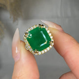 "Orlien" Green 7.2 Carat Cushion Cut Diamond Shoulder Engagement Ring HR1615 HEERA DIAMONDS