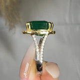 "Orlien" Green 7.2 Carat Cushion Cut Diamond Shoulder Engagement Ring HR1615 HEERA DIAMONDS