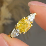 "Orluxe" Yellow 1.06 Carat Cushion Cut Lab Grown Trilogy Diamond Engagement Ring HLR431