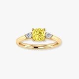 "Orluxe" Yellow 1.06 Carat Cushion Cut Lab Grown Trilogy Diamond Engagement Ring HLR431