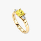 "Orluxe" Yellow 1.06 Carat Cushion Cut Lab Grown Trilogy Diamond Engagement Ring HLR431