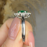 "Orvane" Emerald Green 0.8 Carat Oval Cut Natural Diamond Engagement Ring HR627