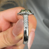 "Orvanyx" Green 2.01 Carat Cushion Cut Lab Grown Diamond Shoulder Engagement Ring HR1397 HEERA DIAMONDS