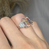 "Orvexia" Pink 5.08 Carat Emerald Cut Trilogy Diamond Engagement Ring HLR446 HEERA DIAMONDS
