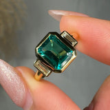 "Orvyn" Green 2.5 Carat Emerald Cut Trilogy Diamond Engagement Ring HLR518 HEERA DIAMONDS
