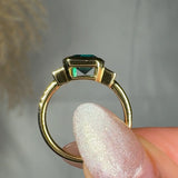 "Orvyn" Green 2.5 Carat Emerald Cut Trilogy Diamond Engagement Ring HLR518 HEERA DIAMONDS