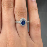 "Orza" Blue Sapphire 0.59 Carat Oval Cut Shoulder Engagement Ring HR1334 HEERA DIAMONDS
