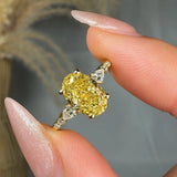 "Orzelyn" Yellow 1.58 Carat Oval Cut Lab Grown Diamond Shoulder Engagement Ring HLR444 HEERA DIAMONDS