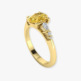 "Orzelyn" Yellow 1.58 Carat Oval Cut Lab Grown Diamond Shoulder Engagement Ring HLR444