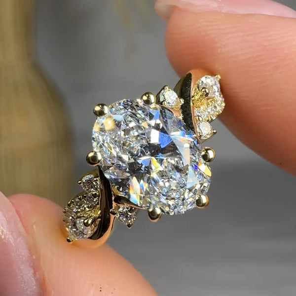 "Orzena" 1.5 Carat Oval Cut Diamond Shoulder Engagement Ring HEERA DIAMONDS