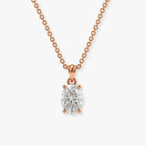 Oval Cut Solitaire Diamond Pendant With 18 Inches Chain POC4B