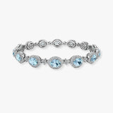 Oval Shape 12 Carat Aquamarine Center Featuring Diamond Halo Bracelet BRHAOCA