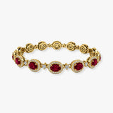 Oval Shape 12 Carat Ruby Center Featuring Diamond Halo Bracelet BRHAOCR