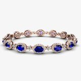 Oval Shape 9 Carat Sapphire Center Featuring Diamond Halo Bracelet BRHAOCS HEERA DIAMONDS