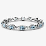 Oval Shape 9 Carat Aquamarine Center Featuring Diamond Halo Bracelet BRHAOCA HEERA DIAMONDS
