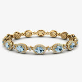 Oval Shape 9 Carat Aquamarine Center Featuring Diamond Halo Bracelet BRHAOCA HEERA DIAMONDS
