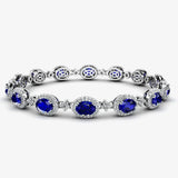 Oval Shape 9 Carat Sapphire Center Featuring Diamond Halo Bracelet BRHAOCS HEERA DIAMONDS