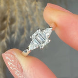 "Oveline" 0.53 Carat Emerald Cut Natural Diamond Trilogy Engagement Ring MDC1174