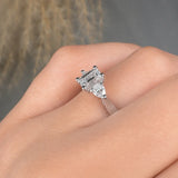 "Oveline" 0.53 Carat Emerald Cut Natural Diamond Trilogy Engagement Ring MDC1174