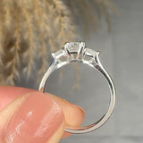 "Oveline" 0.53 Carat Emerald Cut Natural Diamond Trilogy Engagement Ring MDC1174