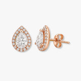 PEAR DIAMOND HALO STUD EARRINGS