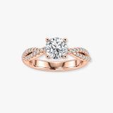 "Payton" Round Cut 3 Carat Twisted Diamond Shoulder Rose Gold Engagement Ring DSRB27