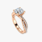 "Payton" Round Cut 3 Carat Twisted Diamond Shoulder Rose Gold Engagement Ring DSRB27