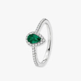 Pear Cut Emerald with Diamond Halo Ring