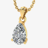 Pear Cut Solitaire Diamond Pendant With 18 Inches Chain PPS3B