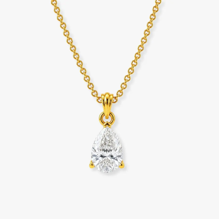 Pear Cut Solitaire Diamond Pendant With 18 Inches Chain PPS3B