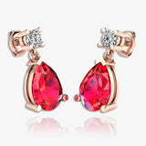 Pear Shape Ruby Lab Grown Diamond Drop Earrings EDPSR HEERA GOLD