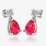 Pear Shape Ruby Lab Grown Diamond Drop Earrings EDPSR HEERA GOLD