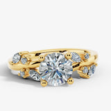 "Penelope" Rose Floral Under Halo Hidden 1.25 Carat Round Brilliant Cut Diamond Yellow Gold Engagement Ring HEERA DIAMONDS