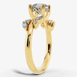 "Penelope" Rose Floral Under Halo Hidden 1.25 Carat Round Brilliant Cut Diamond Yellow Gold Engagement Ring Render- Side View