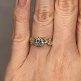 "Penelope" Floral Leaf Foliage Round Brilliant Cut Diamond Engagement Ring Life Style- Top View