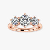 "Piper" Three Stone Round Brilliant Cut Diamond 1 Carat Trilogy Engagement Ring 3SRB52
