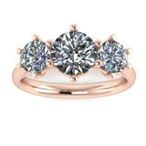 "Piper" Three Stone Round Brilliant Cut Diamond Trilogy Engagement Ring 3SRB52 - HEERA DIAMONDS