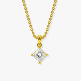 Princess Cut Solitaire Diamond Pendant With 18 Inch Chain PPC4B