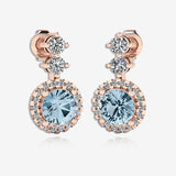 Aquamarine 1.10 Carat Round Shape Halo Lab Grown Diamond Drop Earrings E1RBA - HEERA DIAMONDS