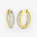 ROUND AND BAGUETTE CUT DIAMOND HOOP EARRINGS