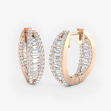 ROUND AND BAGUETTE CUT DIAMOND HOOP EARRINGS