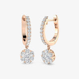 ROUND CUT 0.9 CARAT DIAMOND CLUSTER HOOP DROP & TRILOGY EARRINGS