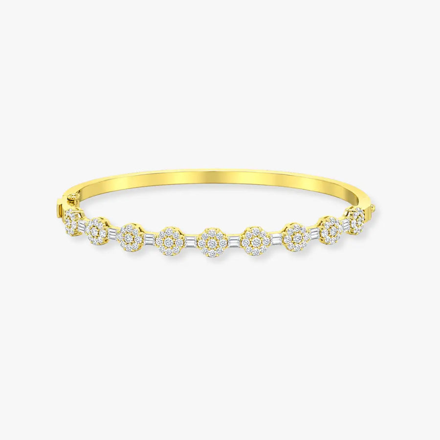 ROUND CUT DIAMOND 1.93 CARAT CLUSTER FANCY BANGLE