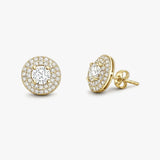 ROUND DIAMOND DOUBLE HALO STUD EARRINGS