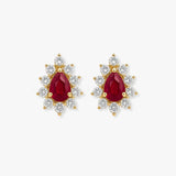 RUBY AND DIAMOND CLUSTER STUD EARRINGS
