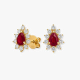 RUBY AND DIAMOND CLUSTER STUD EARRINGS