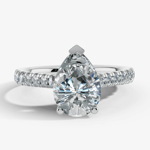 "Rayen" Pear Cut Diamond Grain Set Diamond Engagement Ring DSPS05 HEERA DIAMONDS