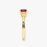 "Reta" 3 Carat Three Stone Round Cut Ruby Lab Grown Trilogy Engagement Ring 3SRB01